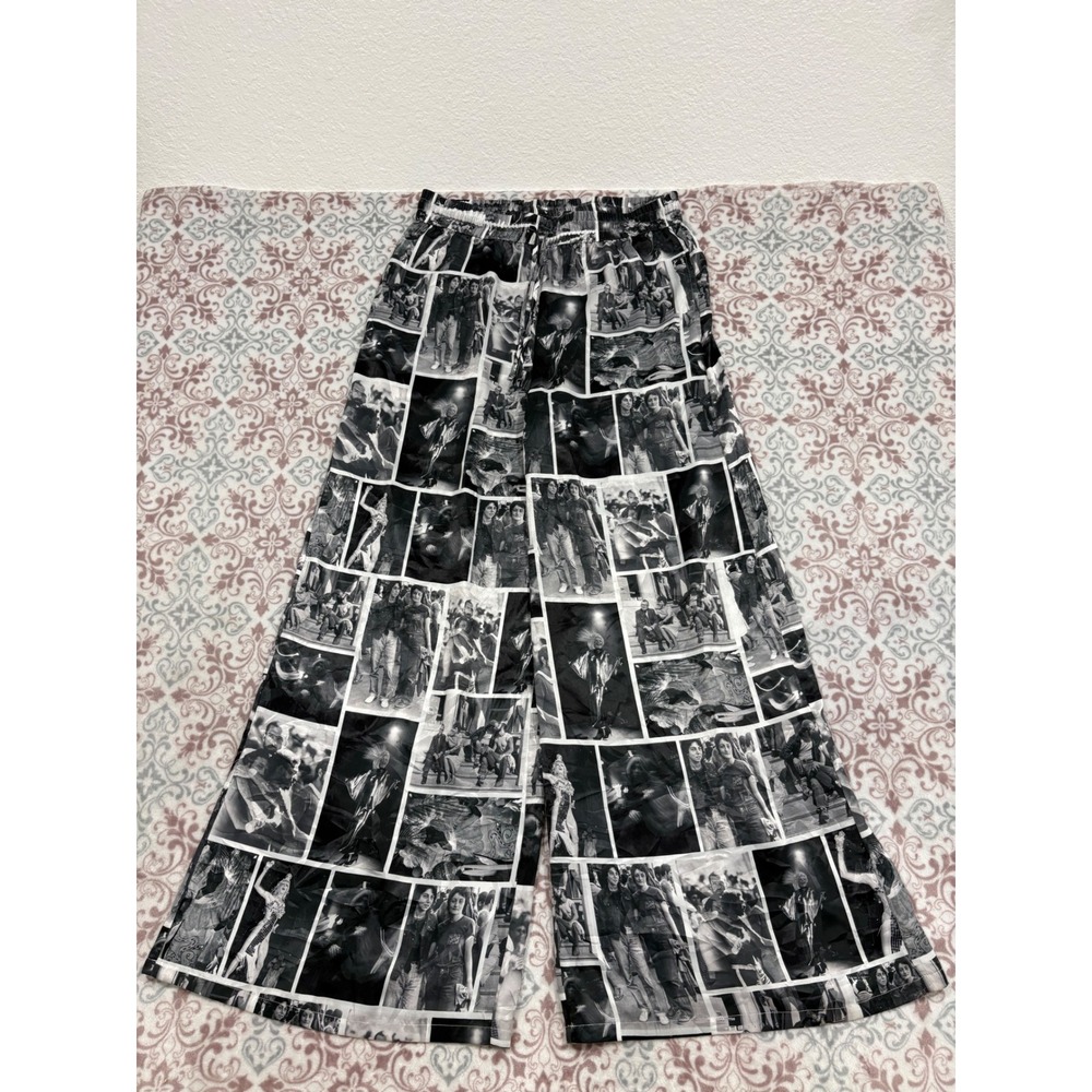 BP Nordstrom Graphic Photo Collage Print Wide Leg Pants Black White Medium